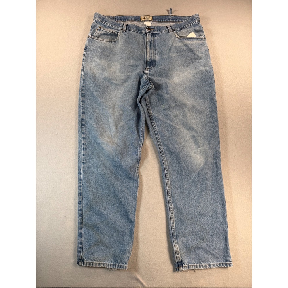 Y2K LL Bean Natural Fit Light Wash Denim Jeans Mens 40x32 104731 Straight Cotton